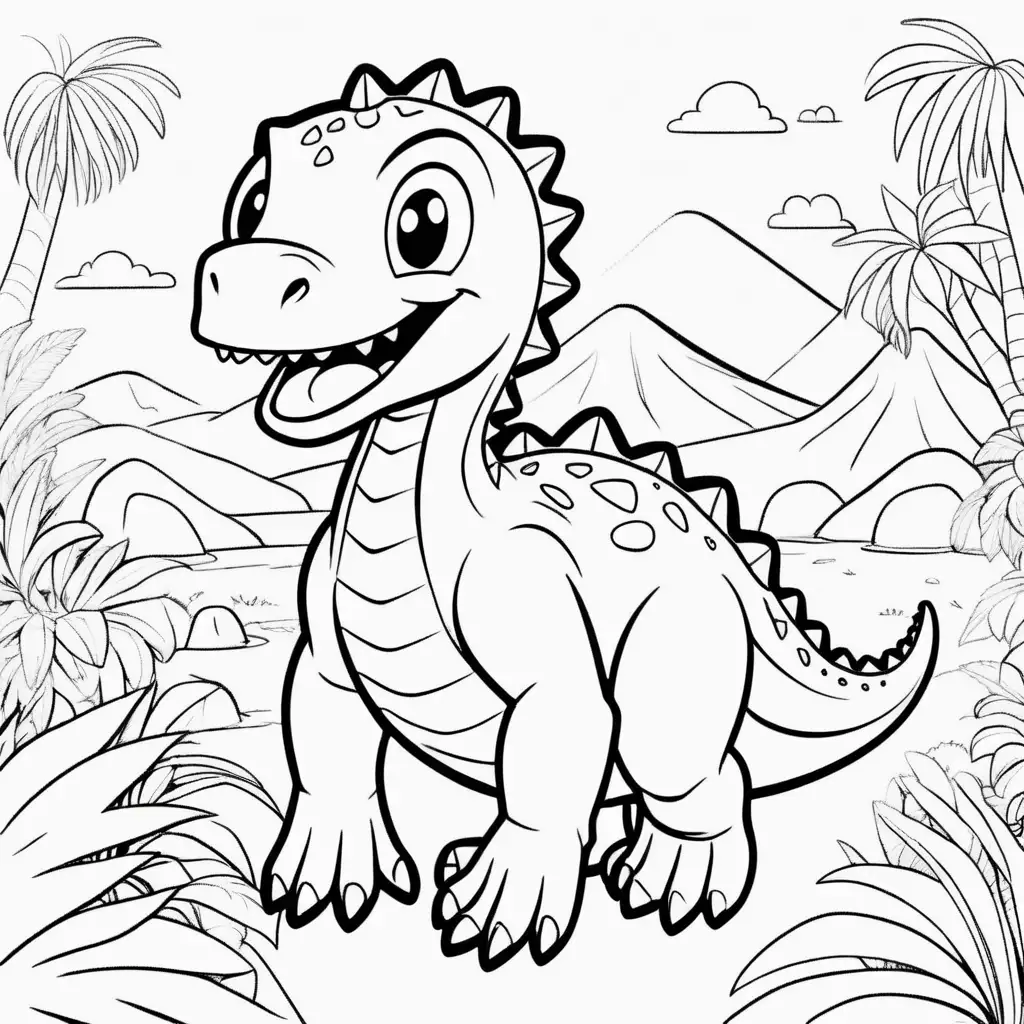 Adorable Dinosaur Coloring Page for Kids Engage Children with Fun and Learning