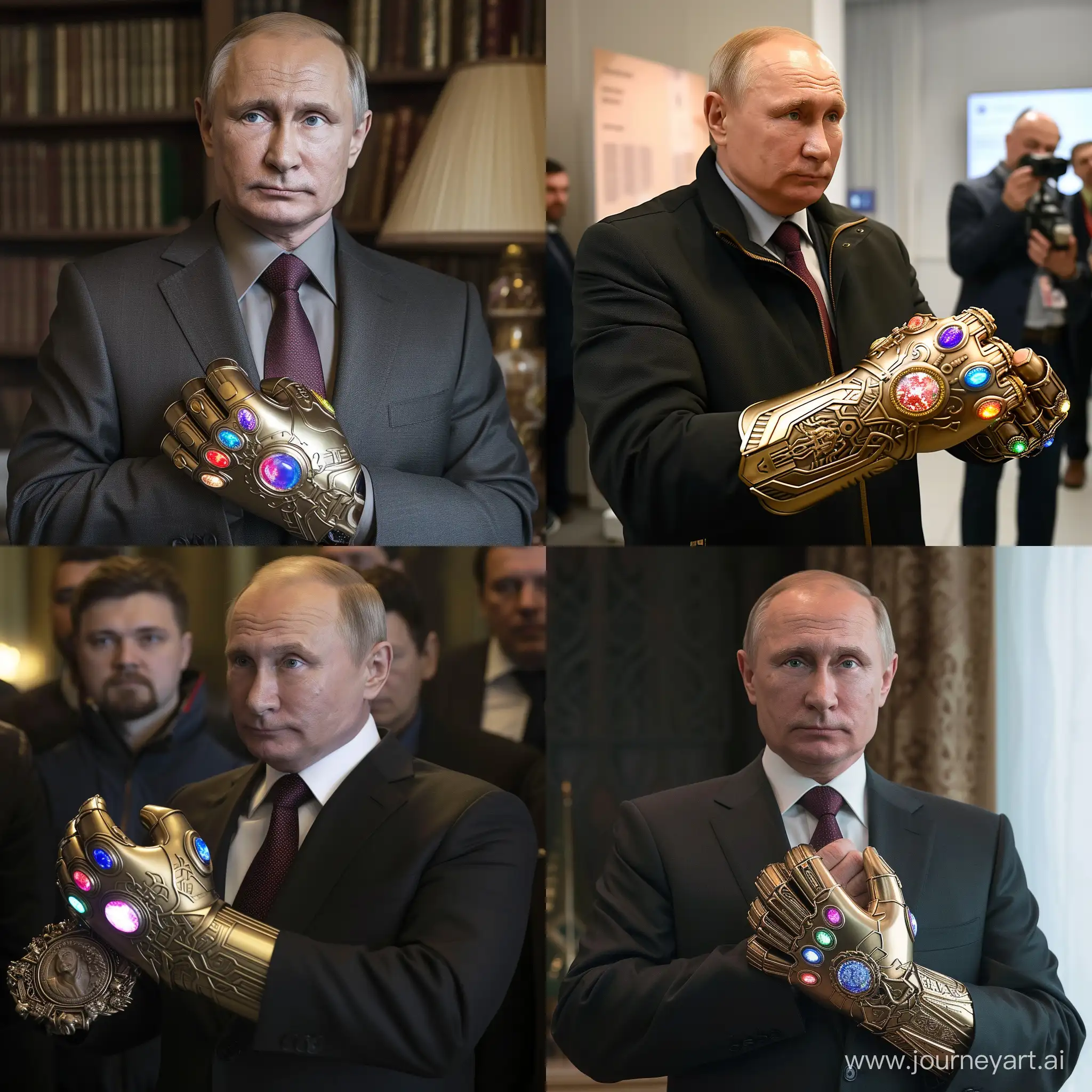 Путин одевает перчатку бесконечности 