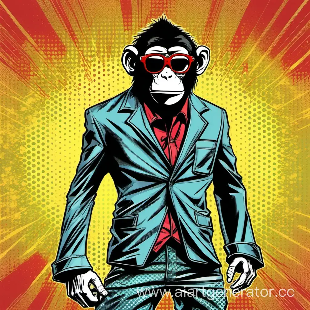 Adorable-Monkey-in-Vibrant-Comic-Book-Style-Clothing