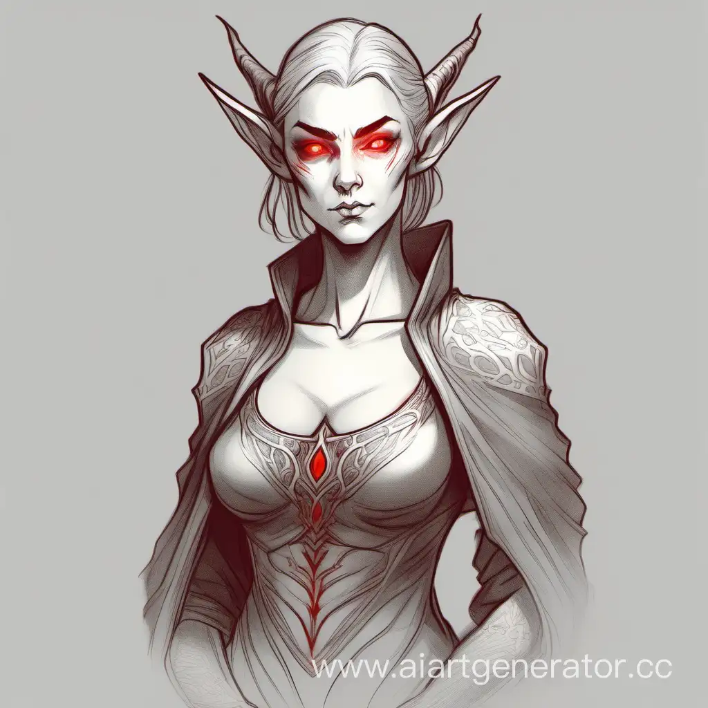 Grim-Elven-Woman-with-Dual-Arms-in-Tight-Red-Dress