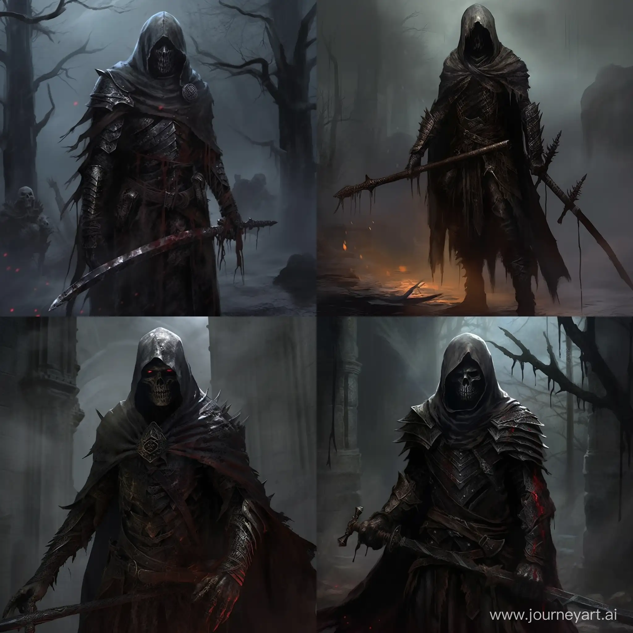 Dark-Magic-Necromancer-Studying-Undead-Warrior-Crossbowman