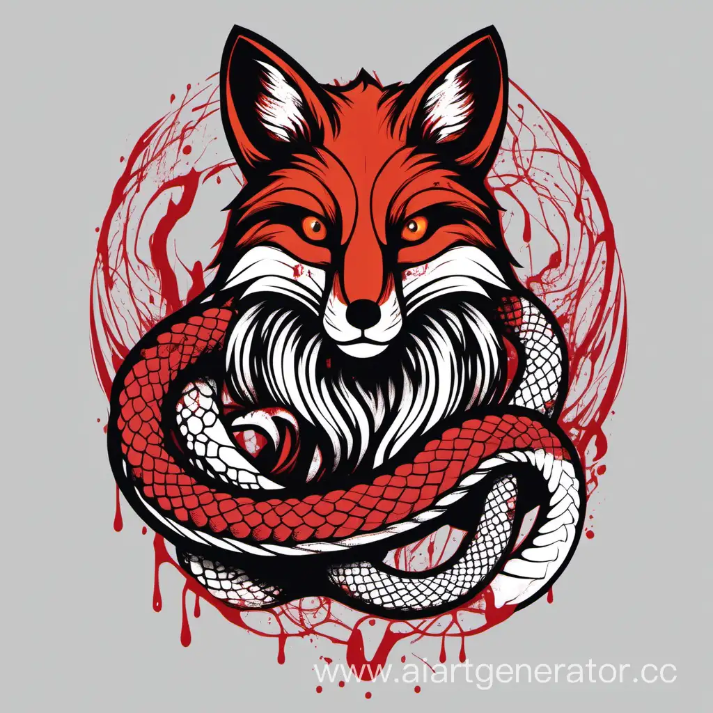 Majestic-Fox-Encounter-Artistic-Depiction-of-a-Bloodied-Serpent-in-the-Andegrand-Style