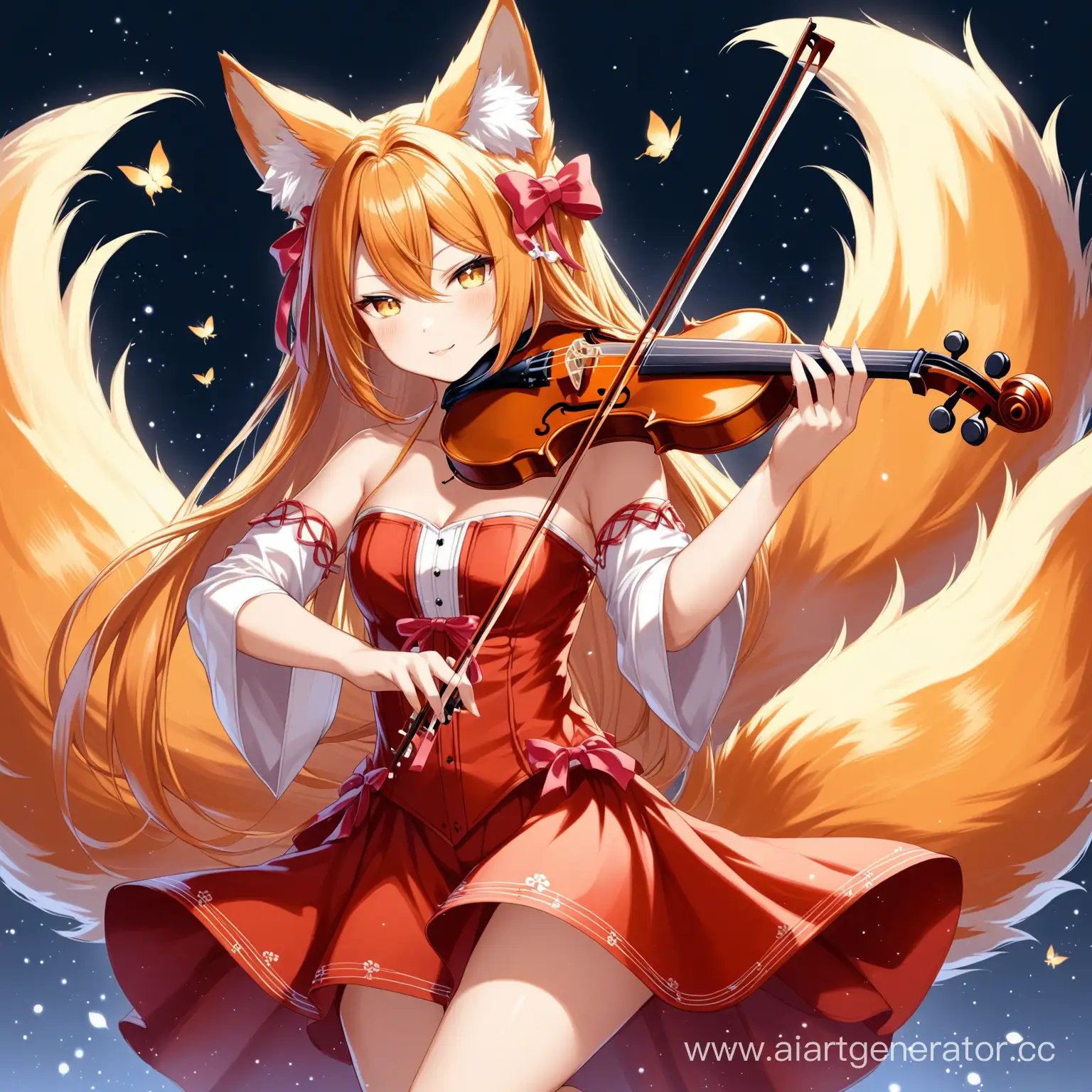 Kitsune violin 
four - tailed female