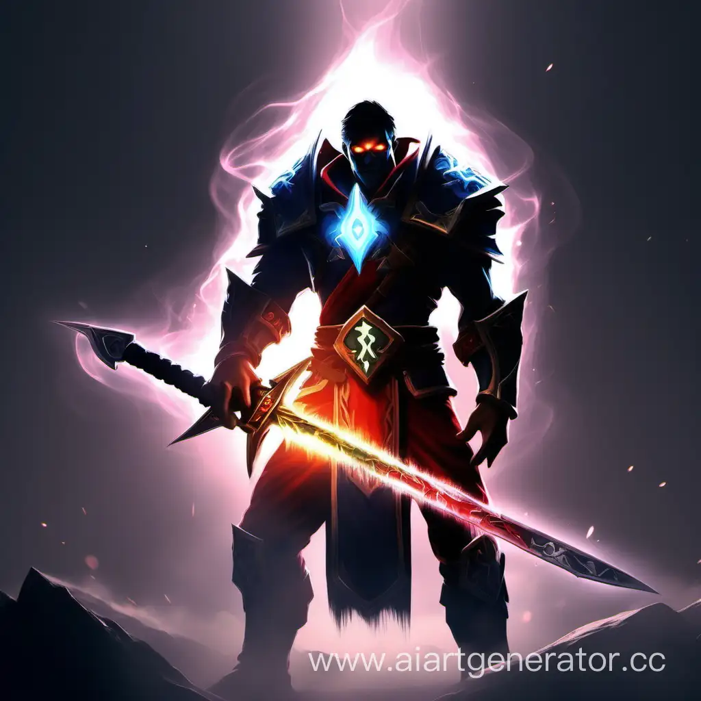 man dota2 with a glowing sword