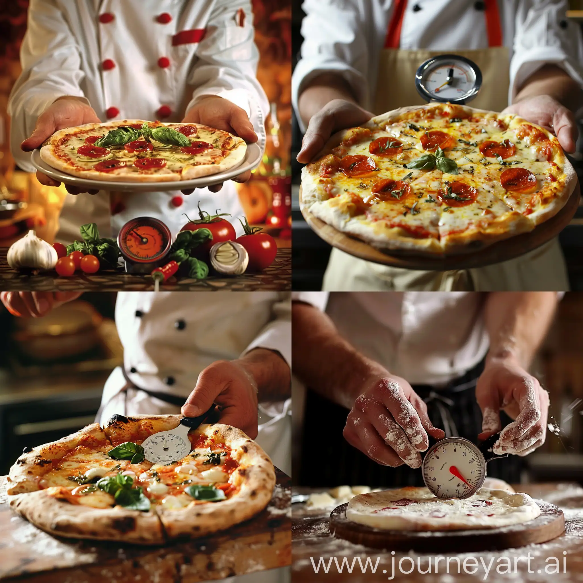 chef de cuisine prepare une pizza metre






 