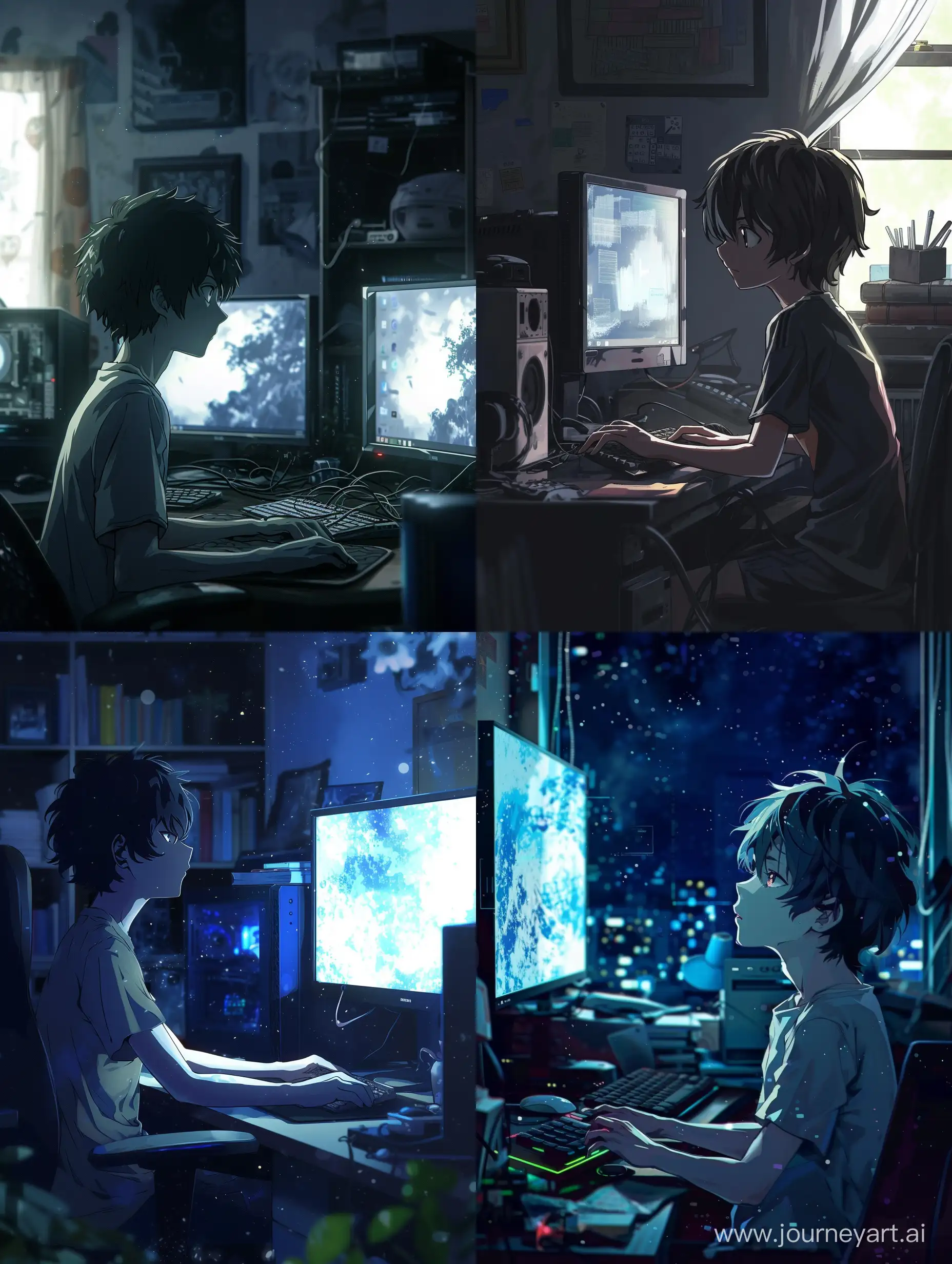 Brooding-16YearOld-in-Dark-AnimeThemed-Room-with-Computer
