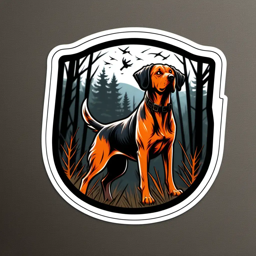 Majestic Hunting Dog Sticker with Natural Scenes