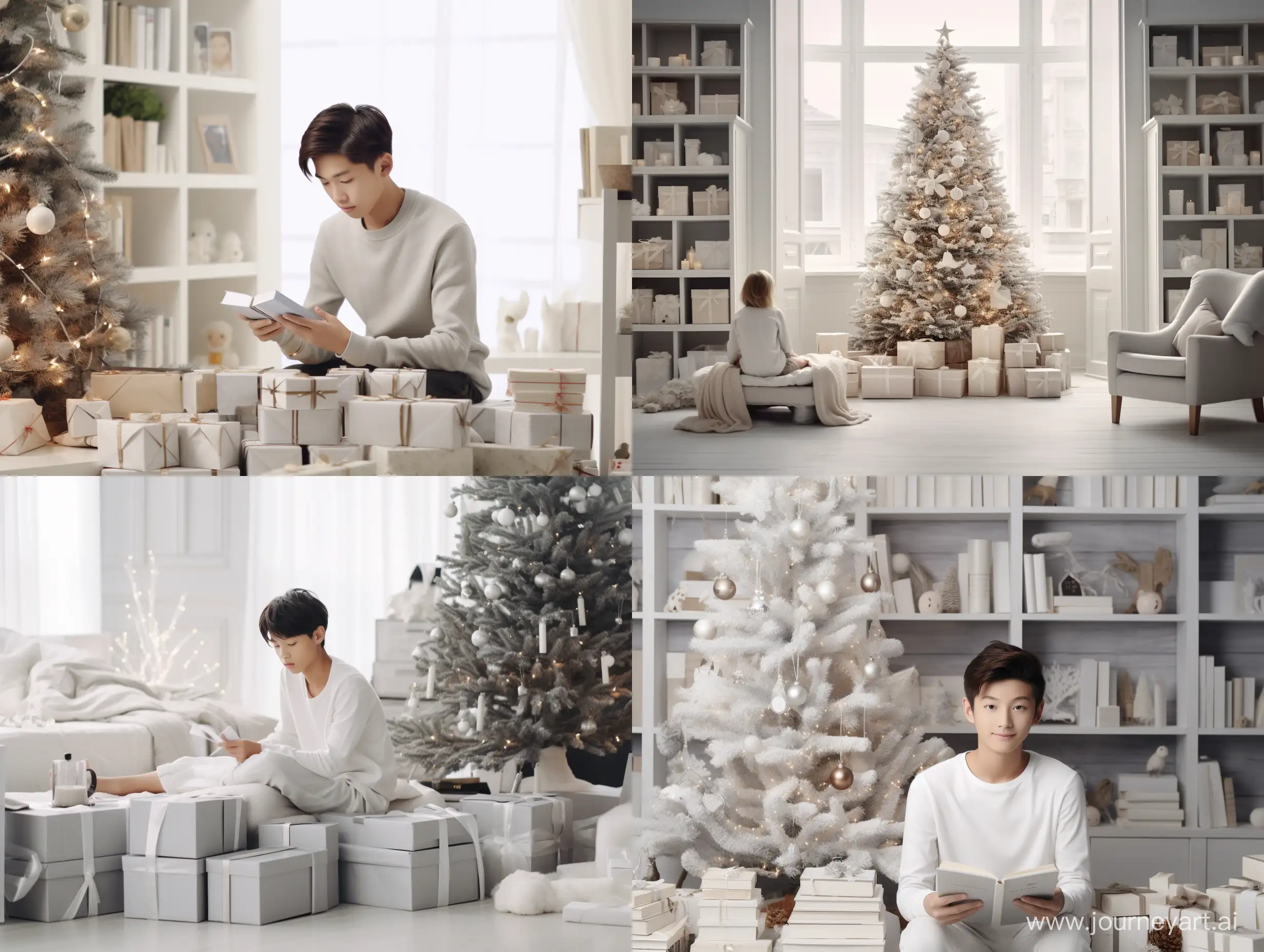 Joyful-Christmas-Morning-Chinese-Teenagers-Delightful-Gift-Experience-in-Nordic-Minimalist-Home