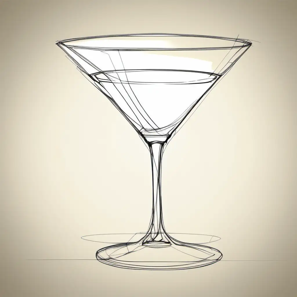 generate some simple sketch of martinis glass