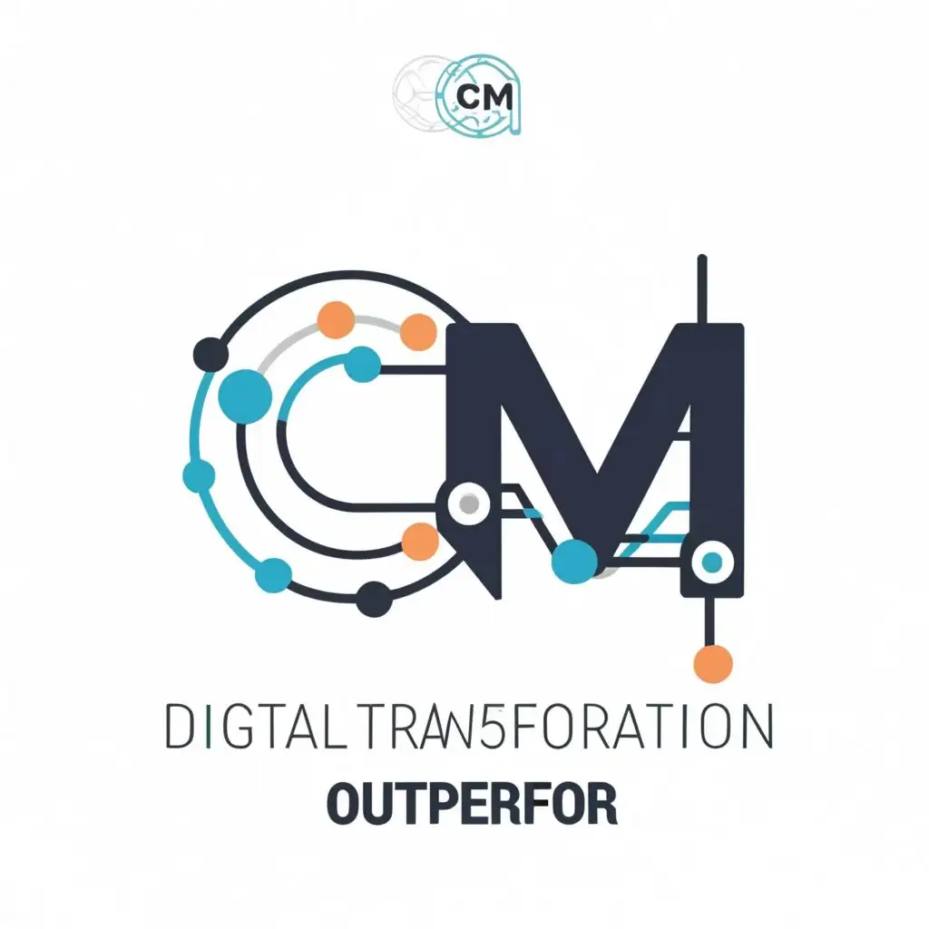 logo, digital transformation, connection, outperform
, with the text "CM", typography, be used in Technology industry