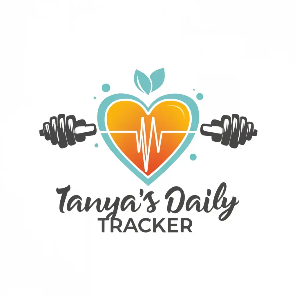 a logo design, with the text 'Tanya's Daily Tracker', main symbol: health, fitness, strength, complex, to be used in Sports Fitness industry, clear background, landscape, hot pink