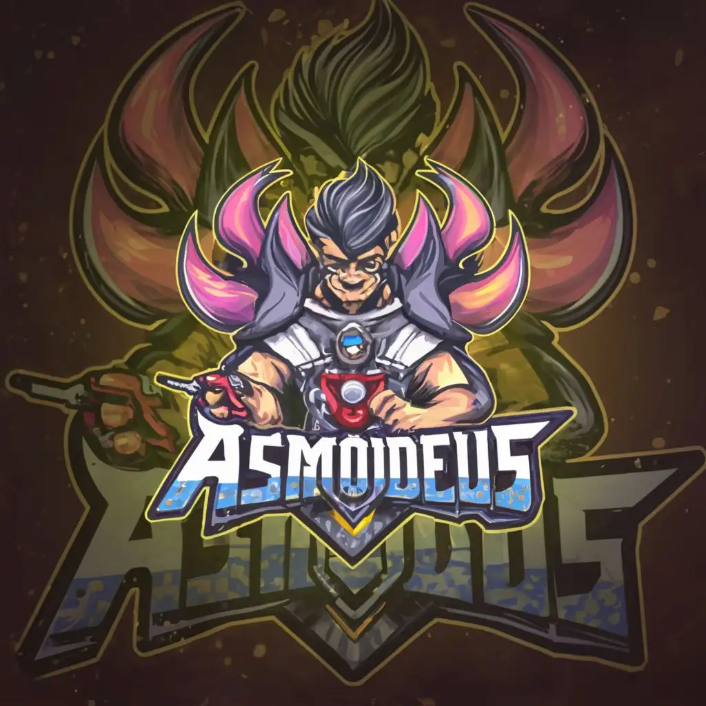 a logo design,with the text "ASMODEUS", main symbol:gamer,complex,clear background