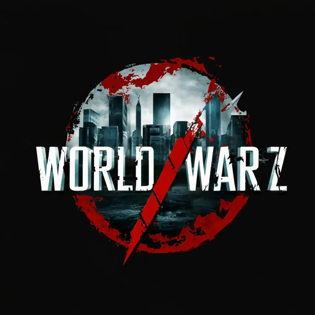 a logo design,with the text "WORLD WAR Z", main symbol:zombie ridden city scape,Moderate,clear background