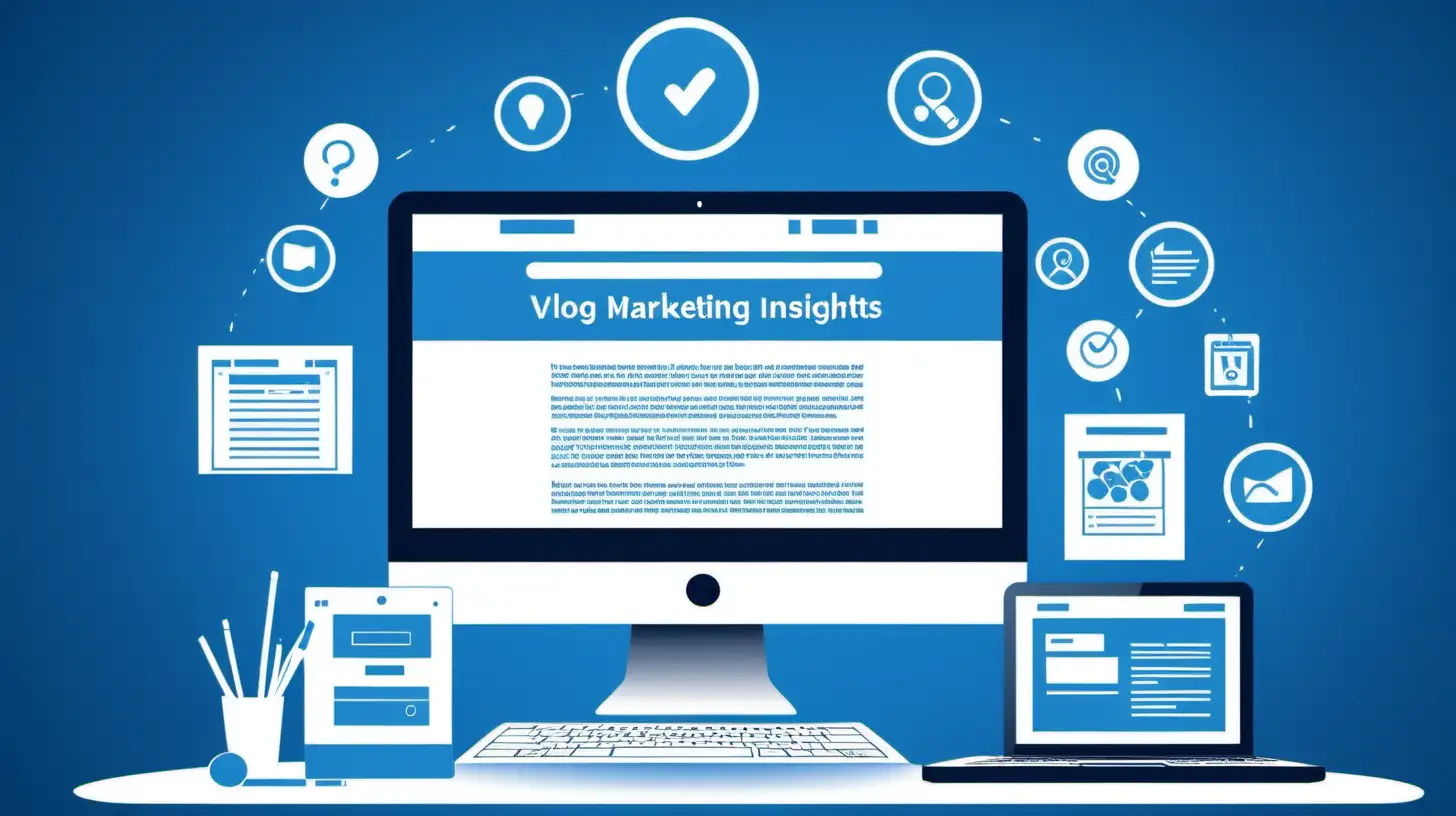 Vlog Marketing Insights for Effective Brand Storytelling 

no writing and words should be included only perception based scenario focusing website

the background color should be blue and white color