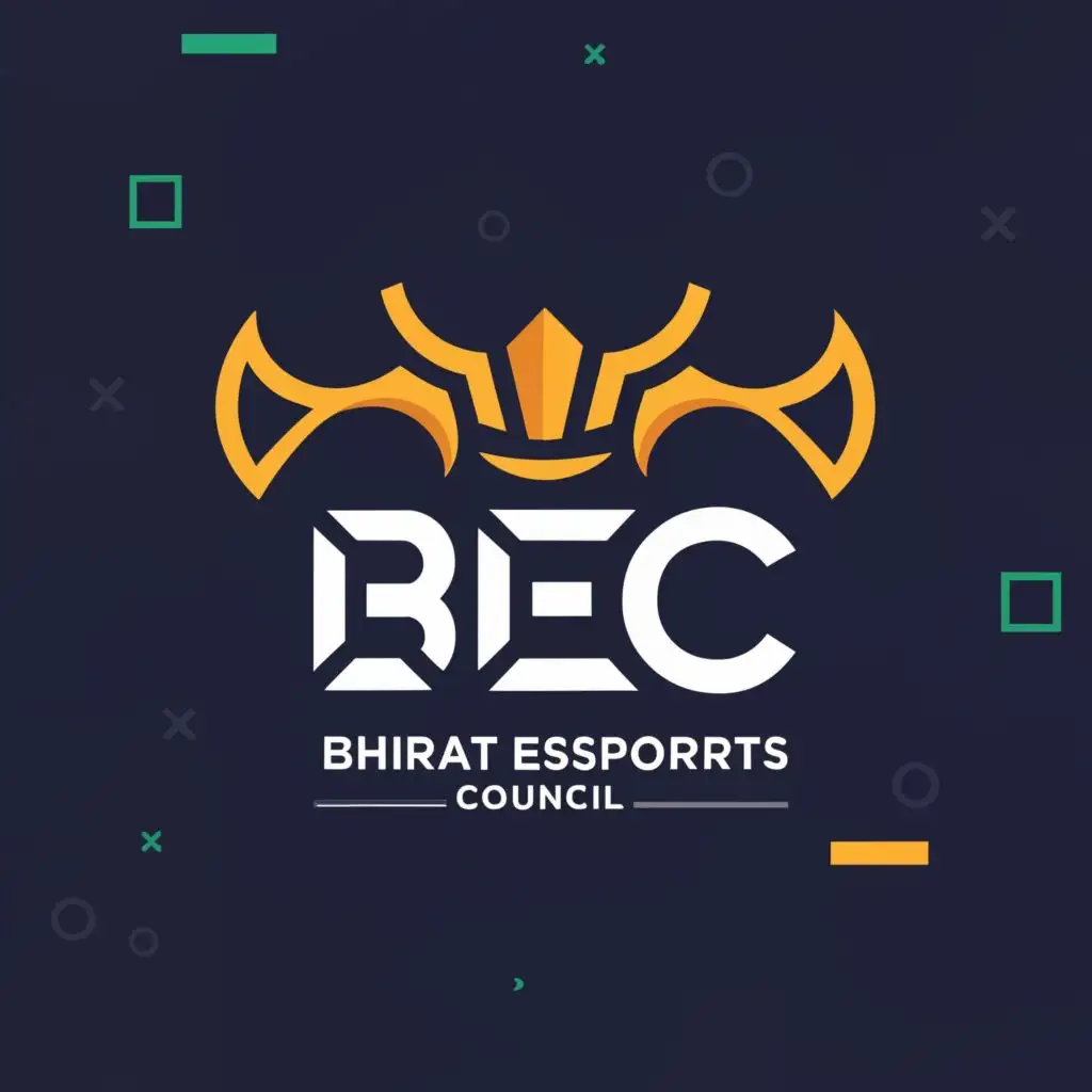 logo, use BEC As a Symbol and also use some eports look, with the text "Bharat eSports Council", typography