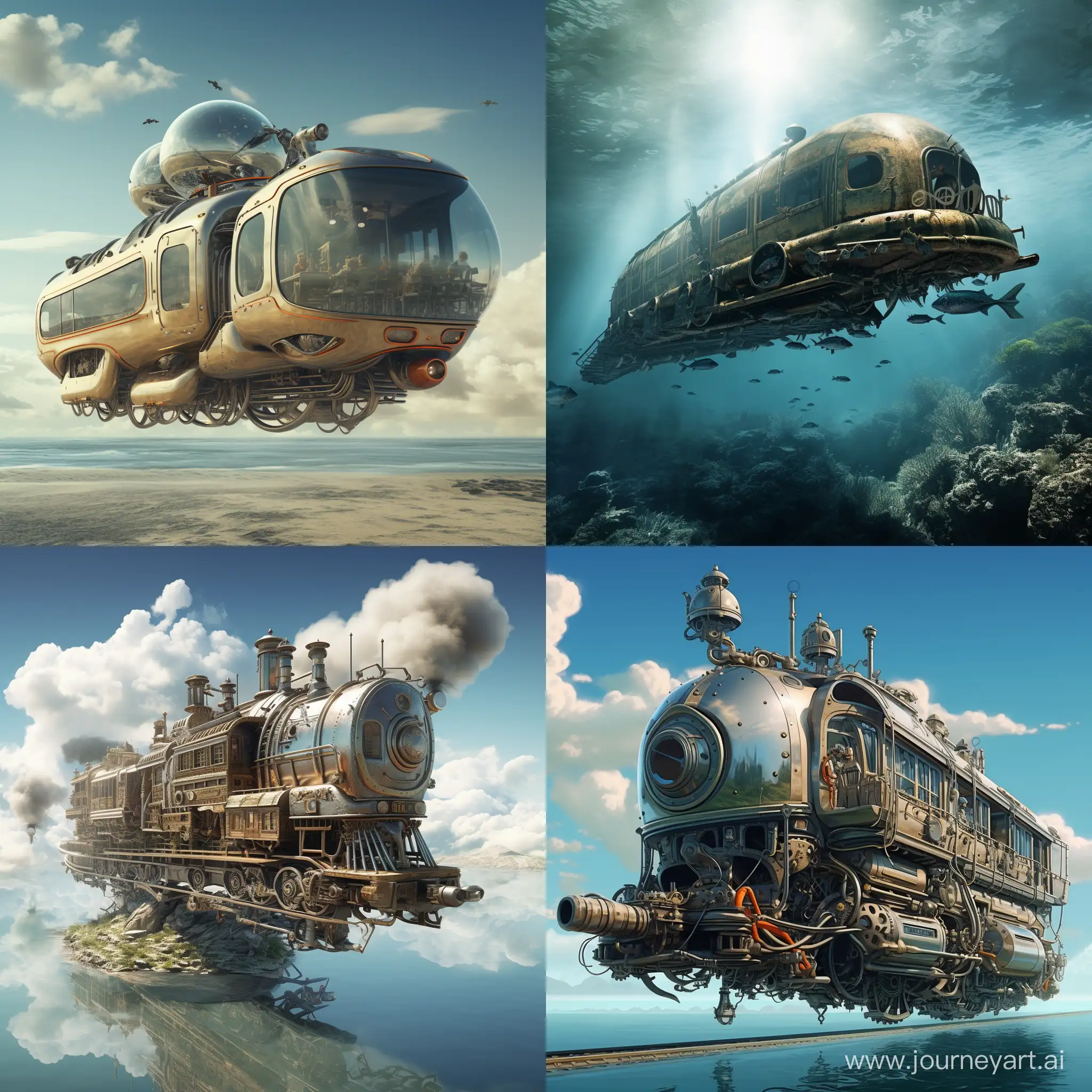 denizde karada ve havada gidebilen tren