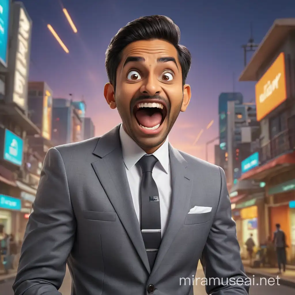 Indian Real Estate Broker Overwhelmed by Thousands of Leads in Futuristic Digital Marketing Setting