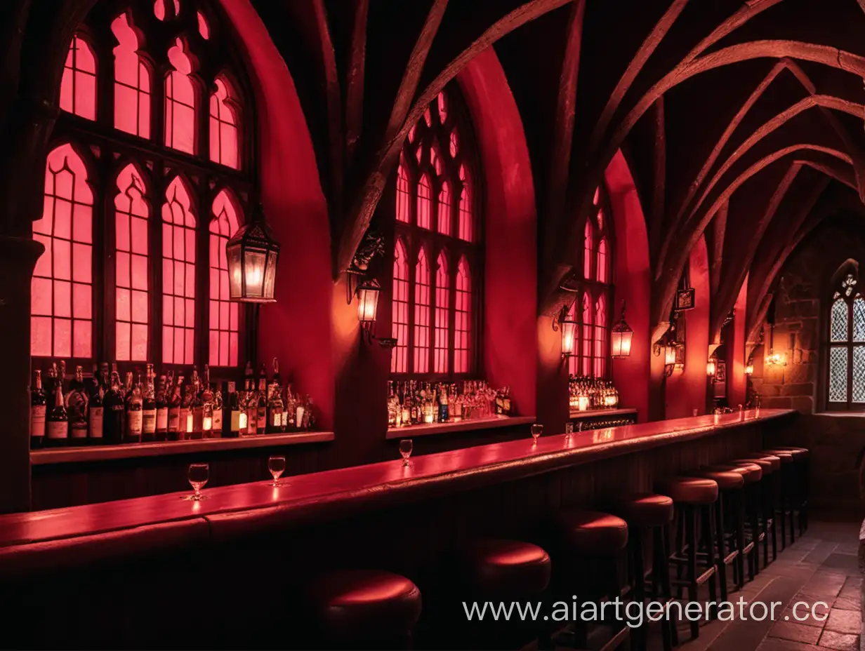 Nightly-Ambiance-in-a-Medieval-Bar-with-Red-Illumination