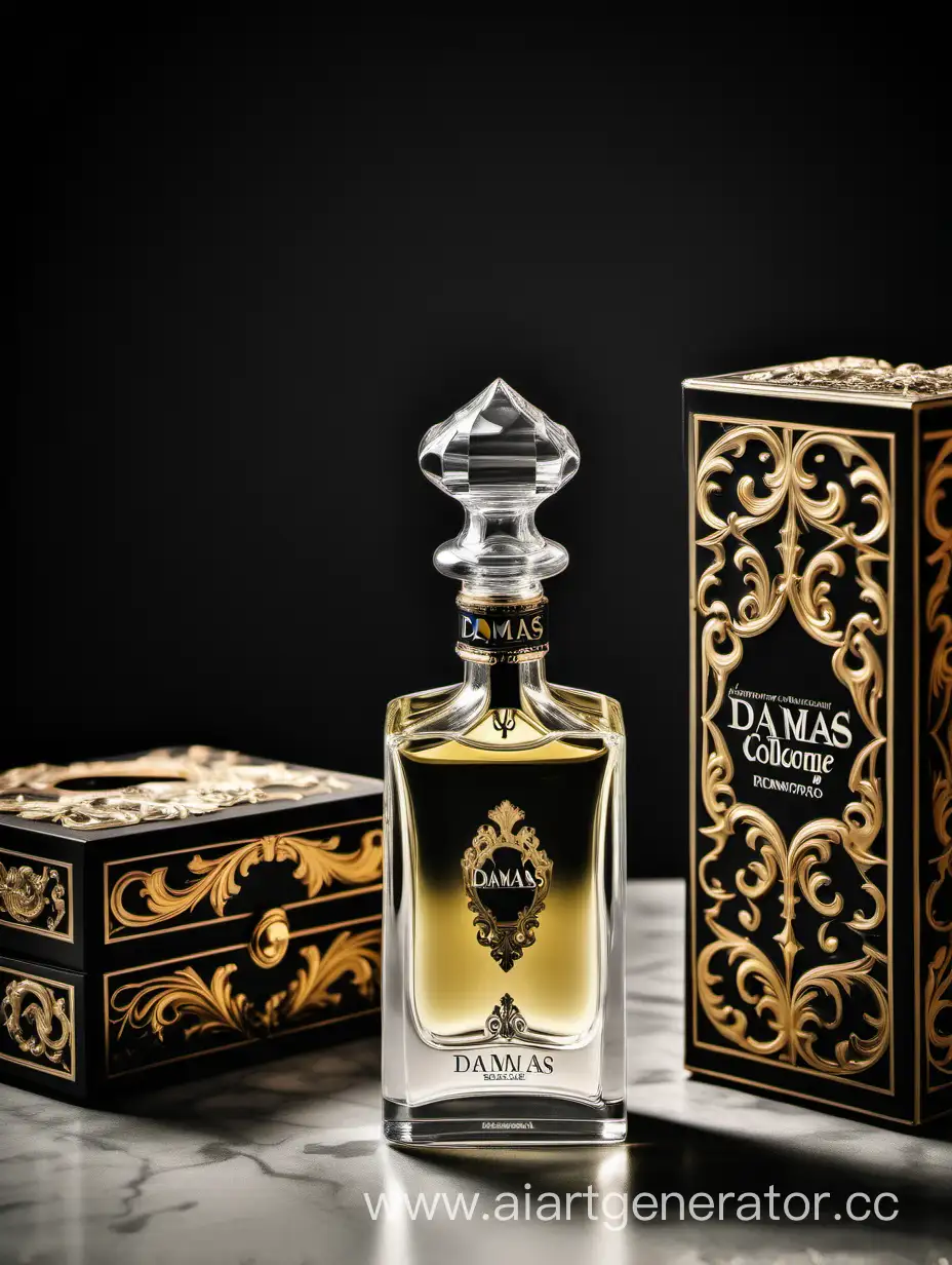 a bottle of damas cologne sitting next to a box, a flemish Baroque by Demetrios Farmakopoulos, instagram contest winner, dau-al-set, dynamic composition, contest winner, feminine