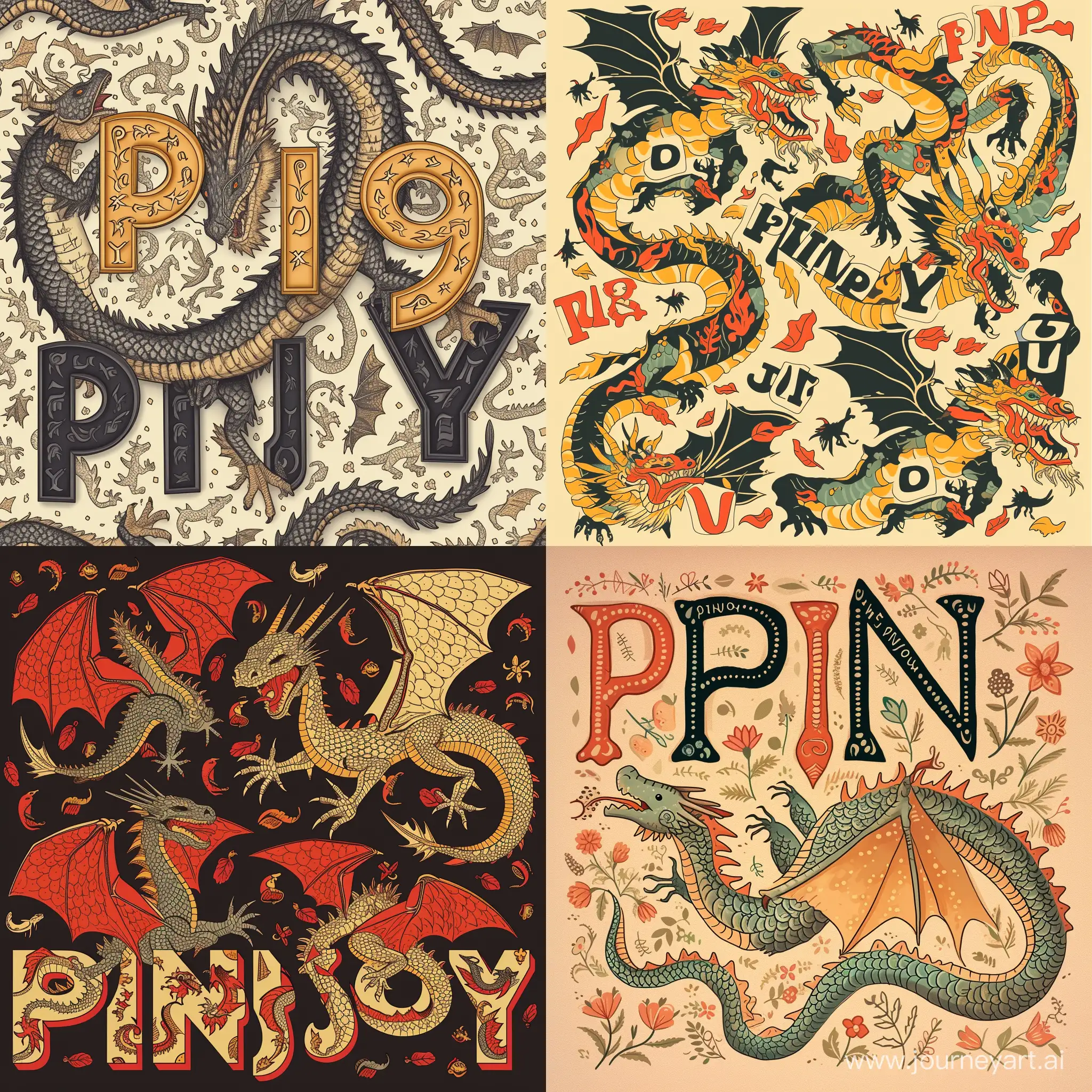 Colorful-Dragon-Pattern-Created-from-the-Letters-PINJOY