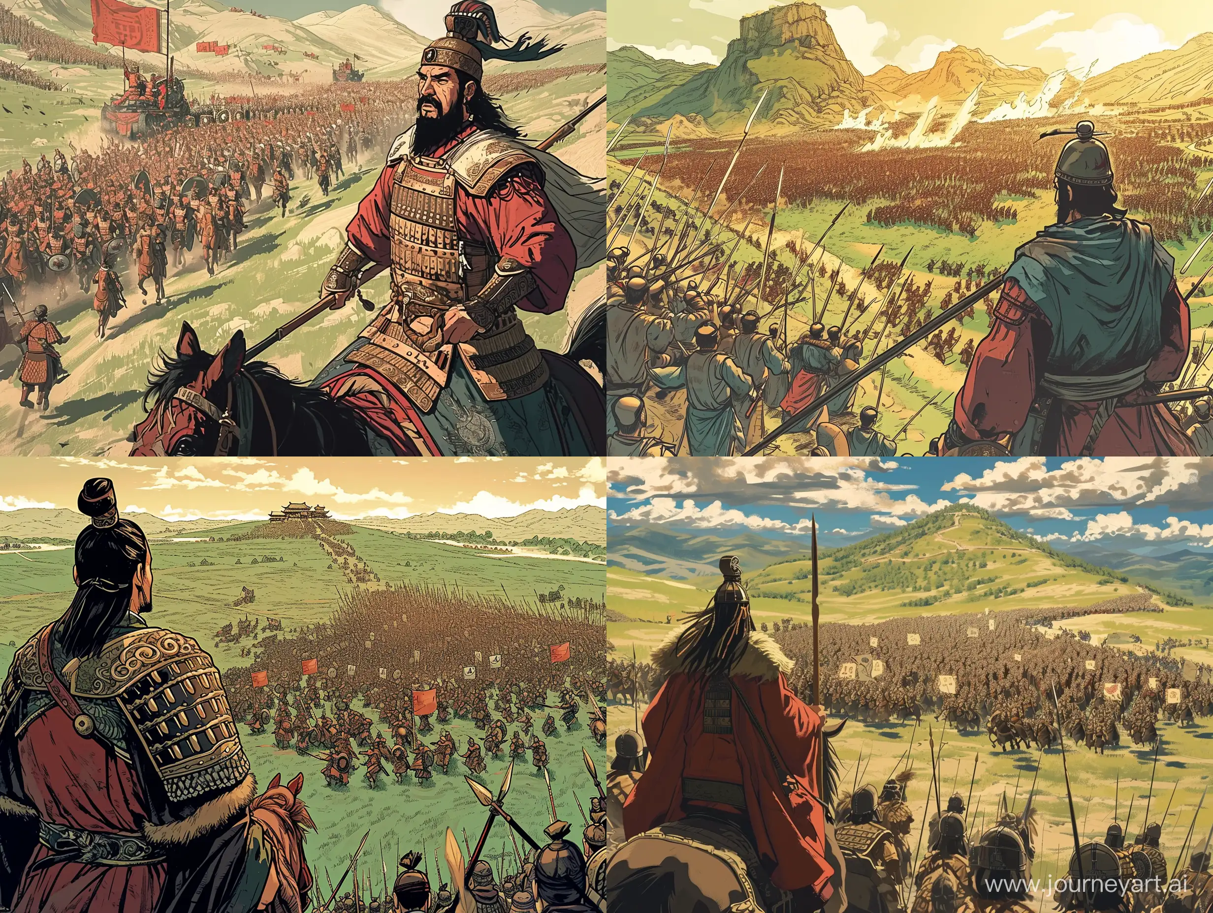 Epic-Battle-Ancient-Chinese-General-Confronts-Barbarian-Forces-on-Grasslands
