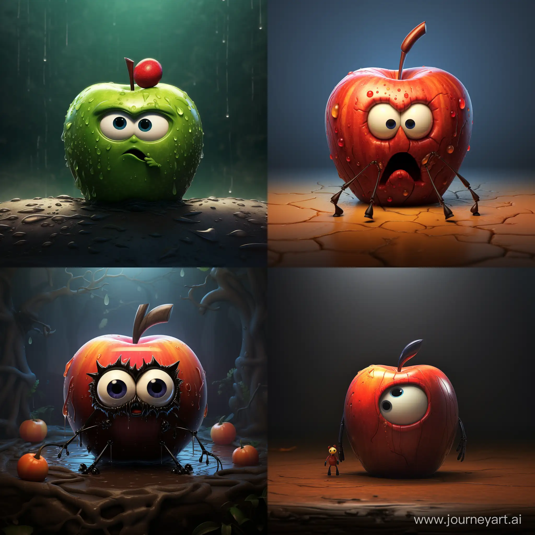 Adorable-PixarStyle-Spider-Perched-on-Juicy-Apple