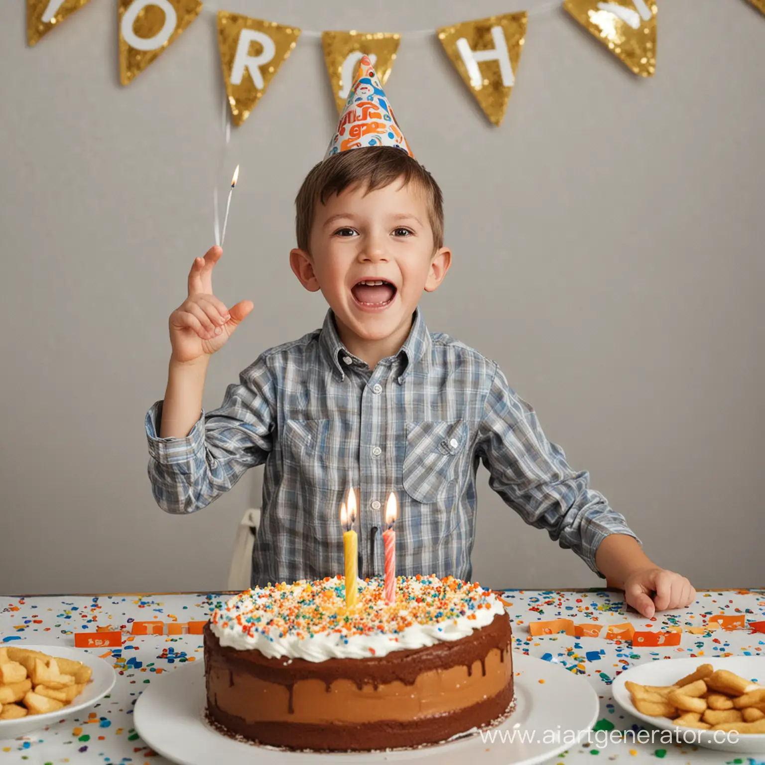 a 5 year old boy celebrates his birthday