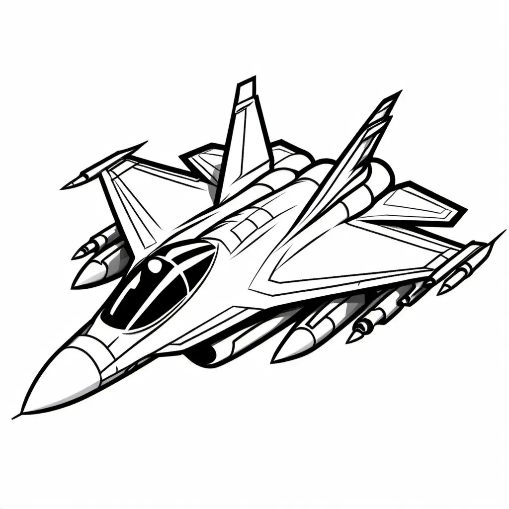 Adorable Fighter Jet Coloring Page for Kids