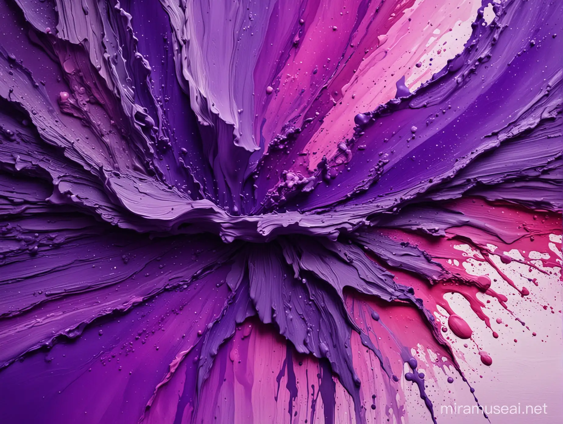 Vibrant Purple Abstract Art Fluid Painting with Color Splash and Paints