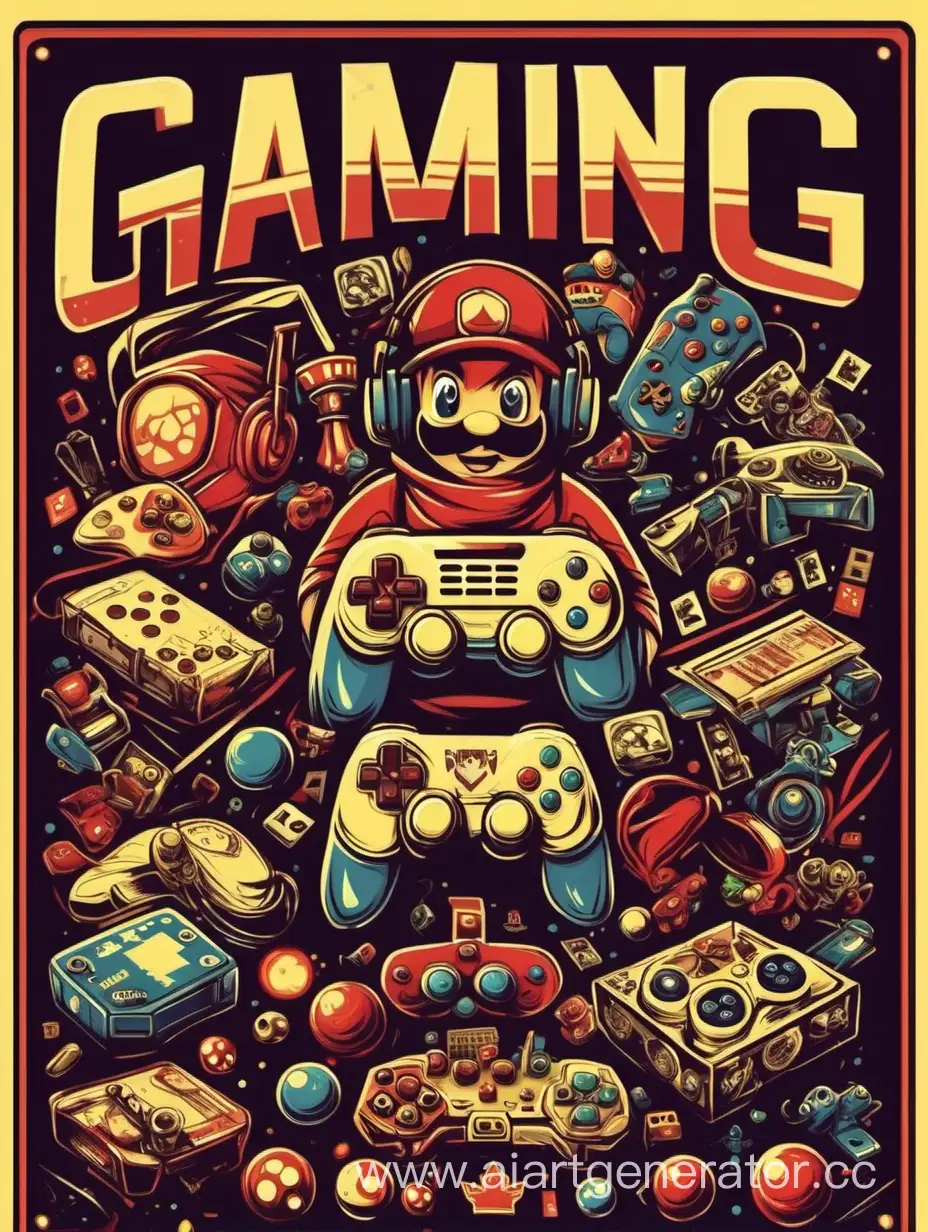 Colorful-Gaming-Poster-with-ActionPacked-Scenes-and-Characters
