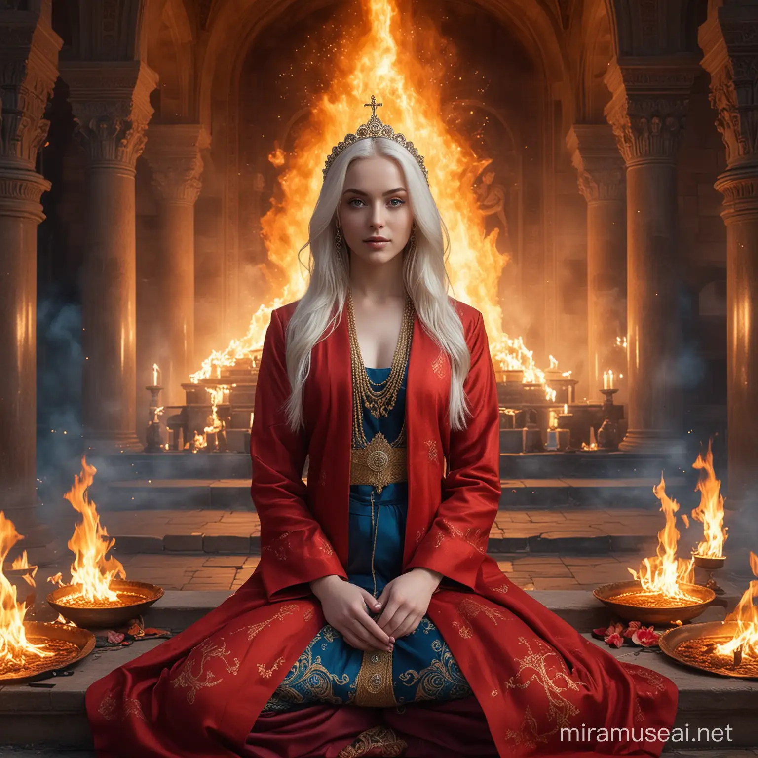 Divine Hindu Goddess Empress Surrounded by Fire