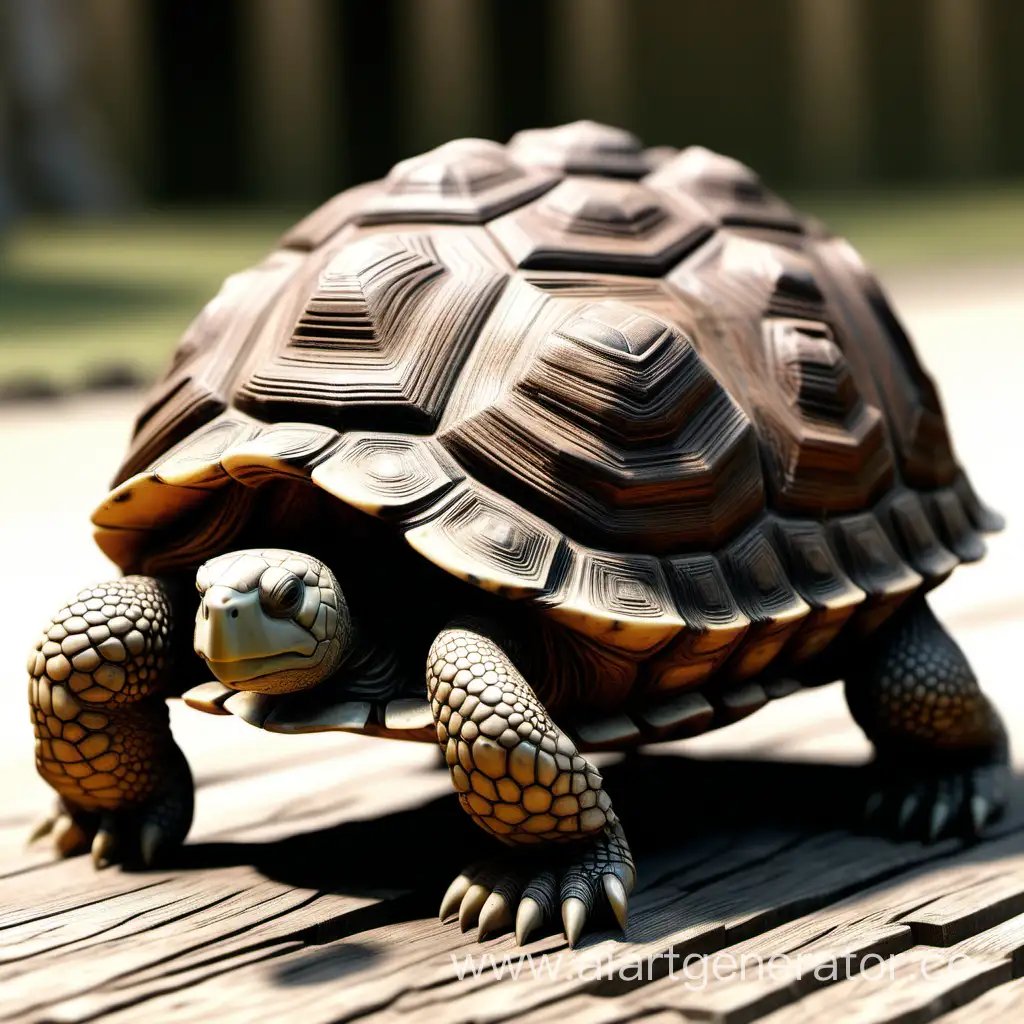 simple of a 3D old wood home Tortoise army is coming, full sun.
