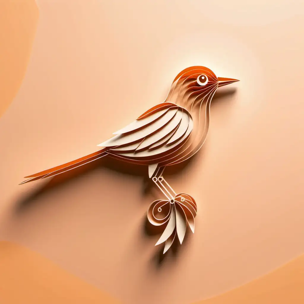 multilayer design for laser cut, bird with long tail, origami style, 2d, simple