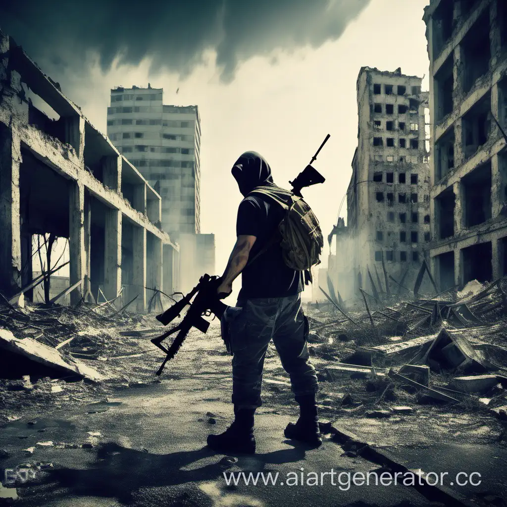 Grunge-Style-Urban-Warfare-with-RifleWielding-Fighter