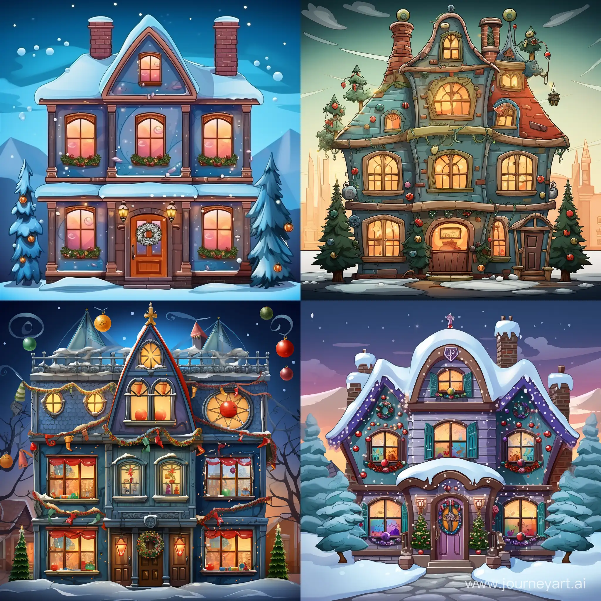 Cartoon-New-Years-House-with-Six-Windows