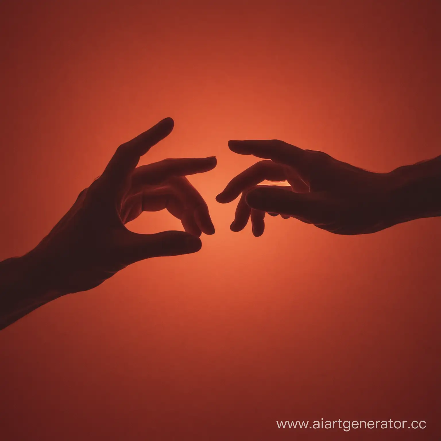Intangible-Connection-Reaching-Hands-in-RedOrange-Light