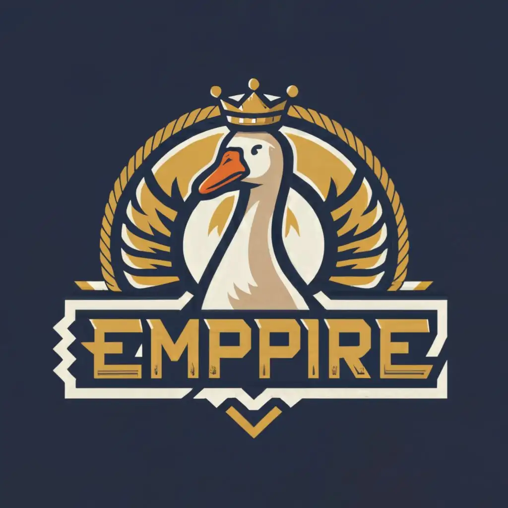 logo, goose as king, with the text "Goose empire", typography