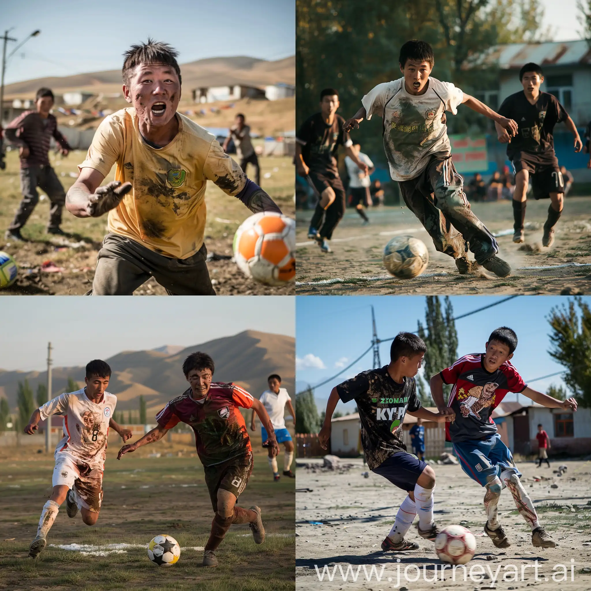 kyrgyz plays soccer with zombe style cinema