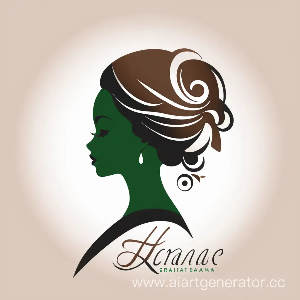 Логотип, салон красоты, женский силуэт, зелёный, чёрный, коричневый, унифицированный