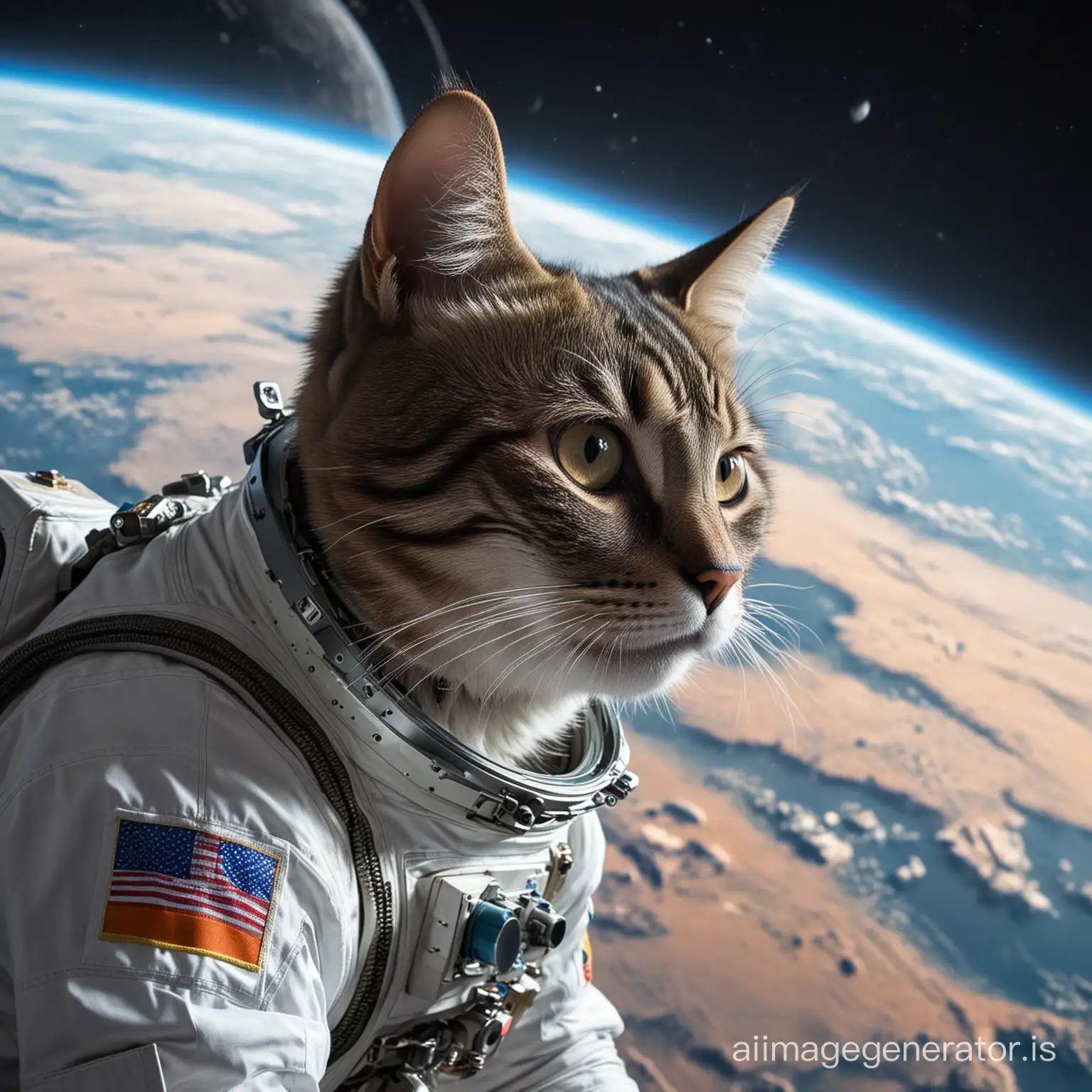 Chat cosmonaut in space. The space station is on the horizon not far
