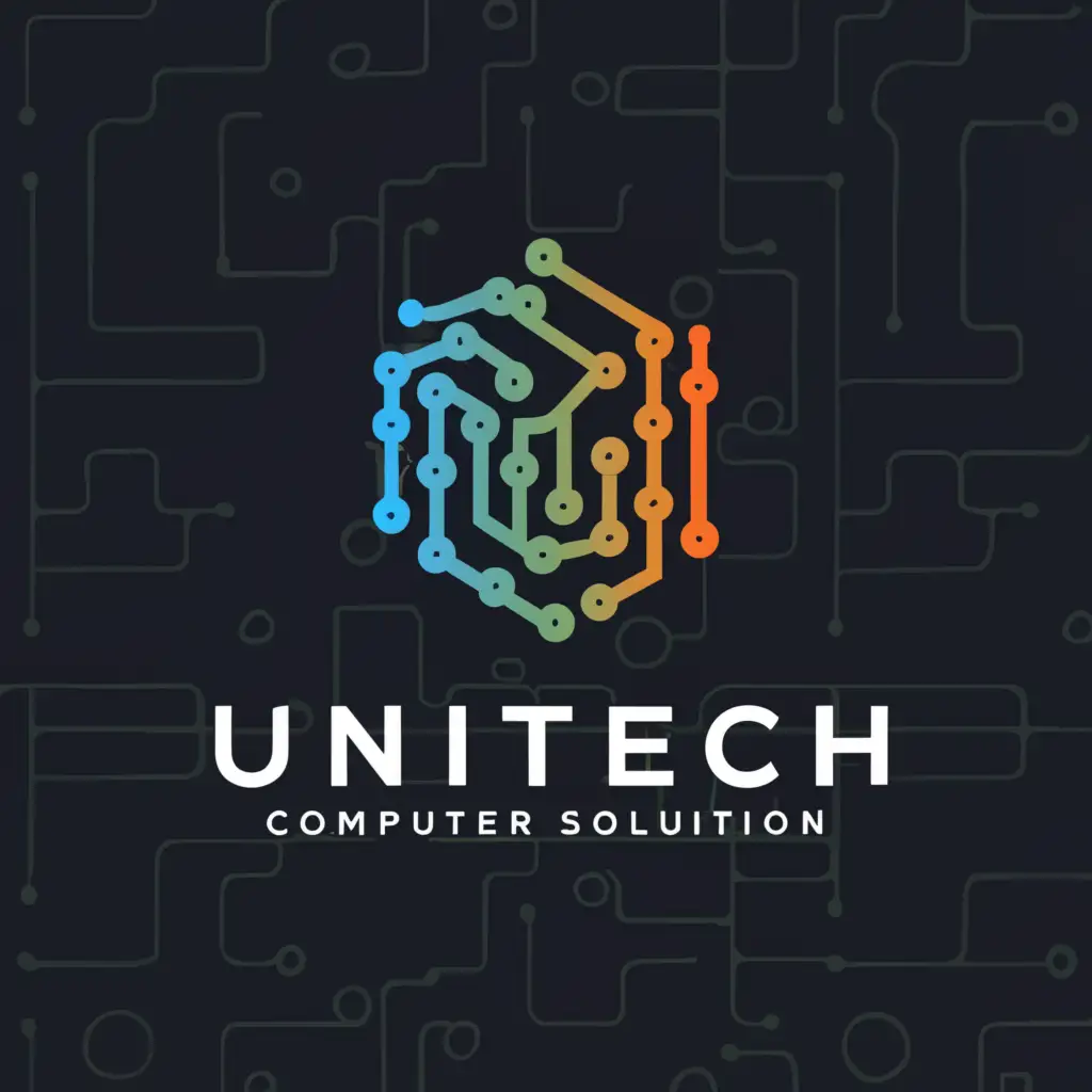a logo design,with the text "unitech computer solution", main symbol:computer solution,complex,clear background