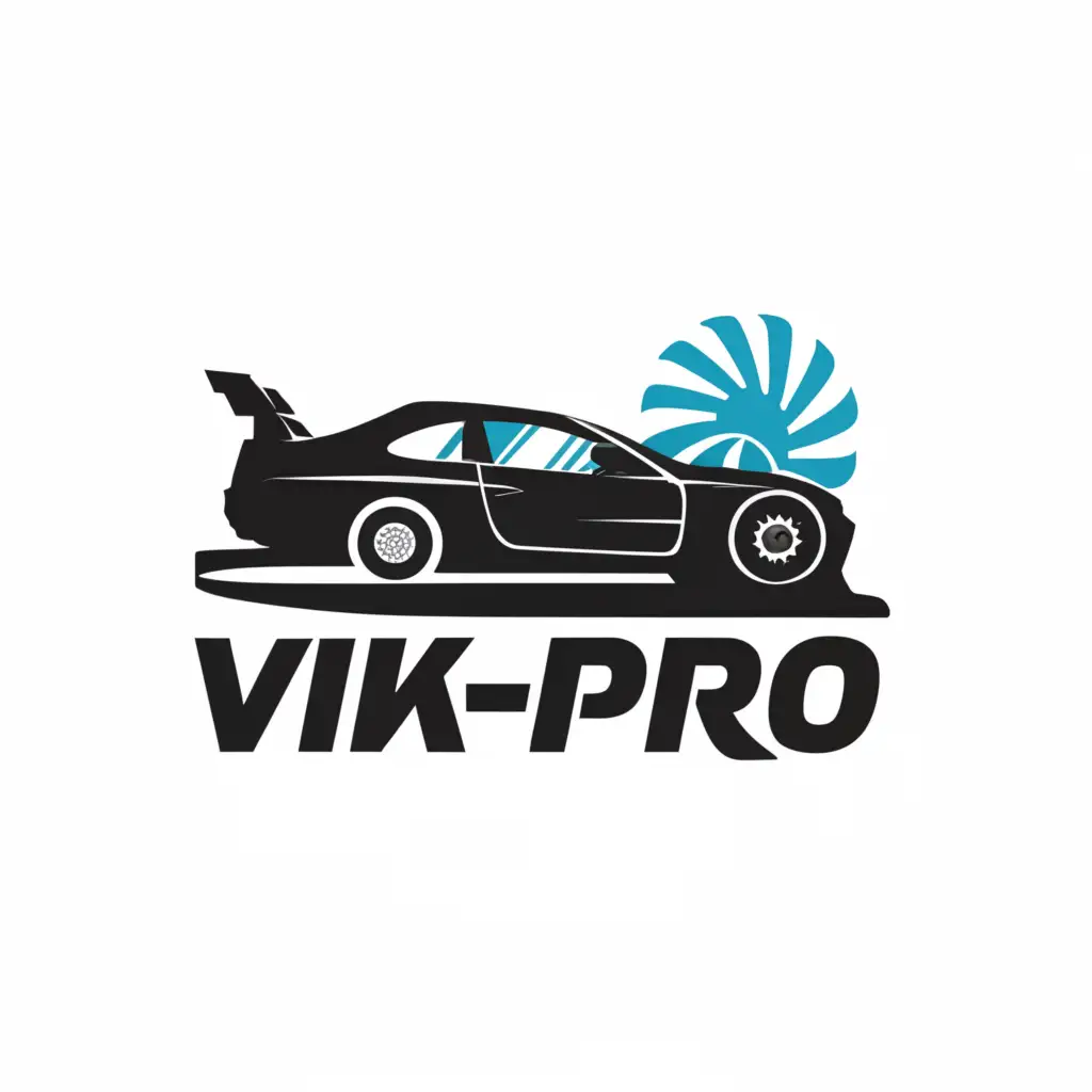 a logo design,with the text "vik-pro", main symbol:turbocharger, drift, russia, круг вокруг логотипа, custom, moscow,Minimalistic,be used in Automotive industry,clear background