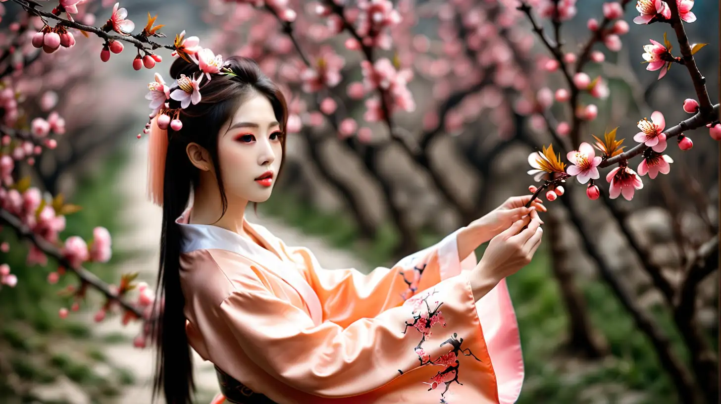 Enchanting Peach Blossom Photo Shoot with Realistic Setting