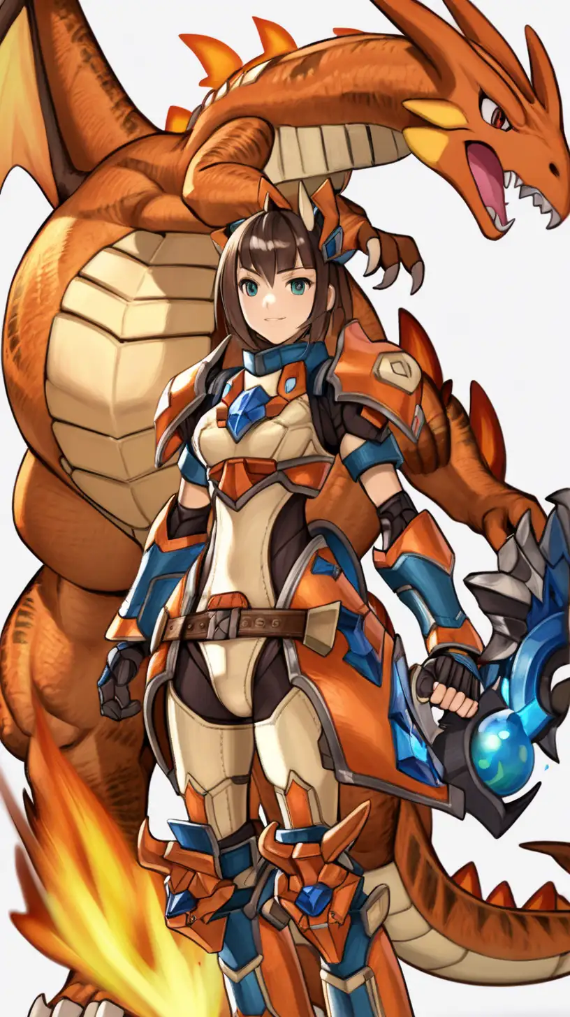 Fierce Monster Hunter Lady in Charizard Armor
