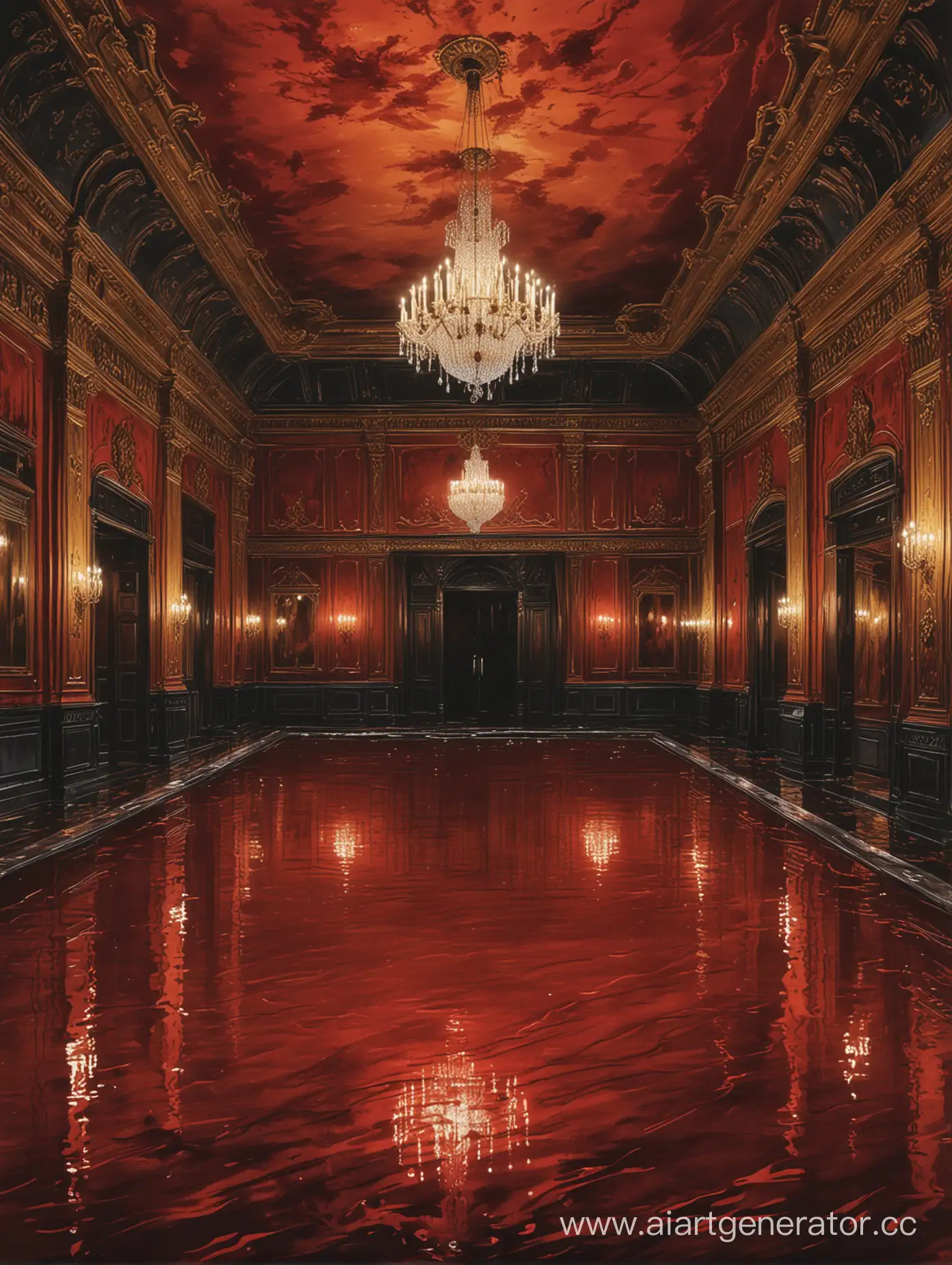 Luxurious-Ballroom-Scene-with-Leaden-Basin-and-BloodRed-Water