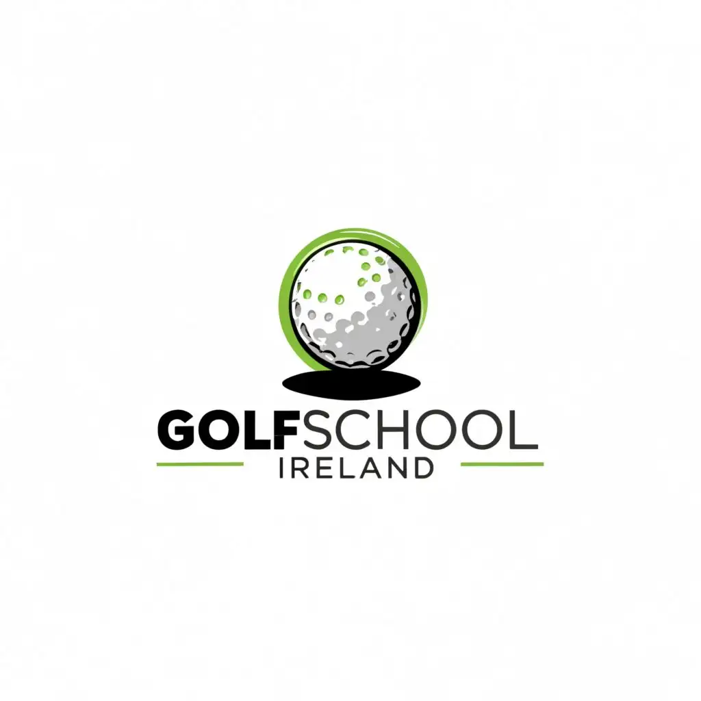 a logo design,with the text "Golfschool Ireland", main symbol:Golfball,Moderate,be used in Education industry,clear background