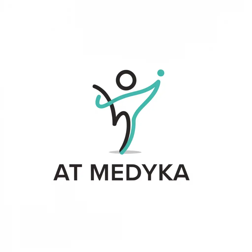 a logo design,with the text "At Medyka", main symbol:Simply Abstract Medic Silhouette: A stylized figure of a doctor, nurse or other health care worker with a characteristic element, e.g. holding a stethoscope or capsule in his hand. This can be done in a more abstract way, focusing on shapes and lines.,Minimalistic,be used in Medical Dental industry,clear background