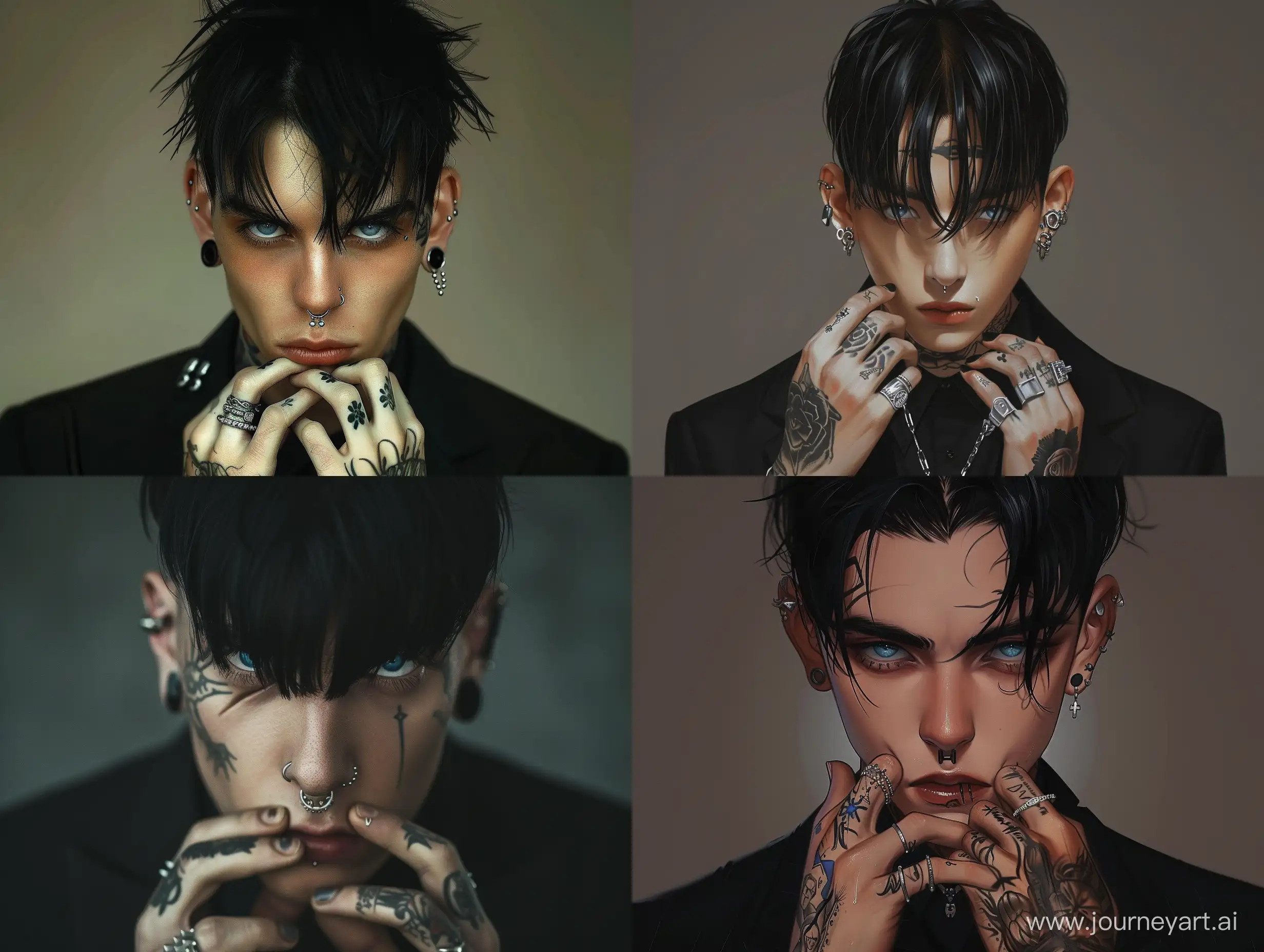 Young-Man-with-Edgy-Style-and-Tattoos-in-Black-Suit-Portrait