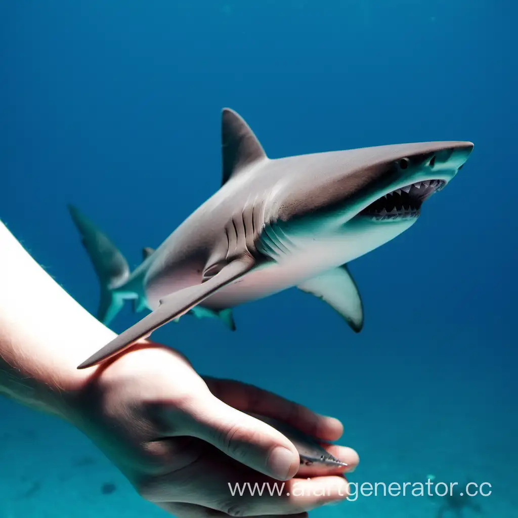 Aquatic-Enthusiast-Holding-a-Small-Shark-as-a-Pet