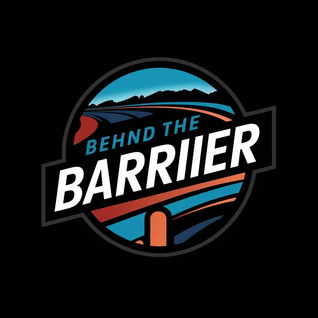 logo, race track, with the text "Behind the barrier", typography, be used in Automotive industry